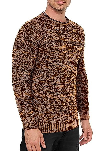 R-NEAL Rundhalspullover Herren Strick Kontrast Pulli mir Muster Crew-Neck P günstig online kaufen