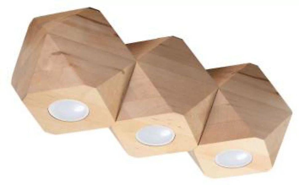 Deckenlampe 3-flammig 36 cm klein Holz GU10 wohnlich günstig online kaufen