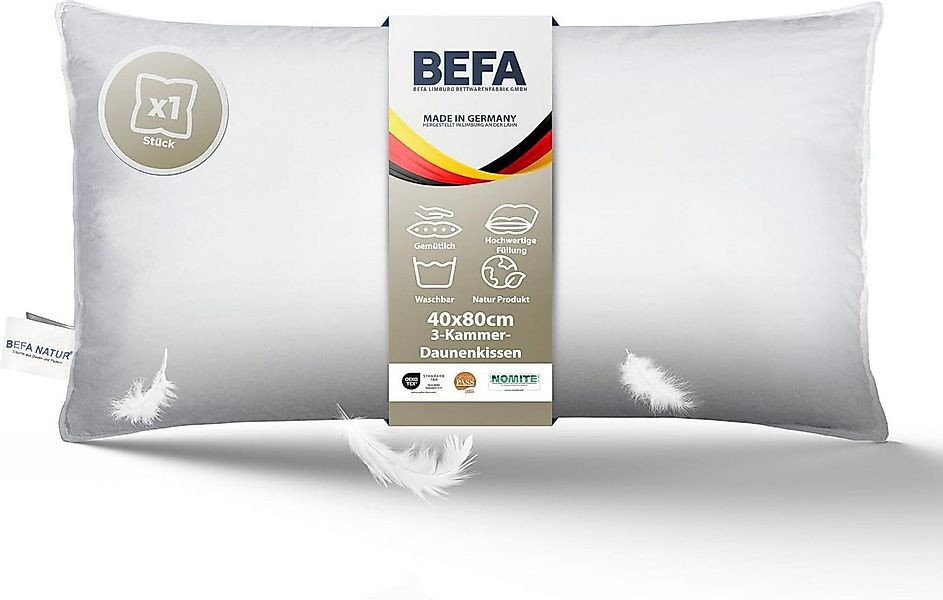 BEFA NATUR 3-Kammer-Kopfkissen "Träum süß" kuschelweiches Premium Daunen- & günstig online kaufen