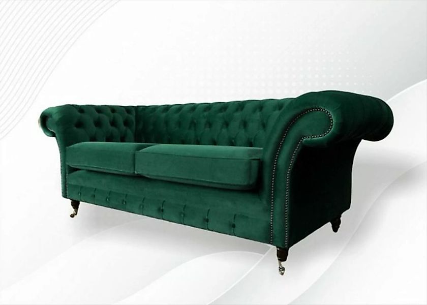 JVmoebel Chesterfield-Sofa Luxus grauer Chesterfield 3-er xxl Sofa Modernes günstig online kaufen