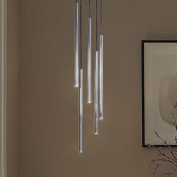 Hängeleuchte Sopel Lux, 5-flammig, rund, schwarz/silber, G9 günstig online kaufen