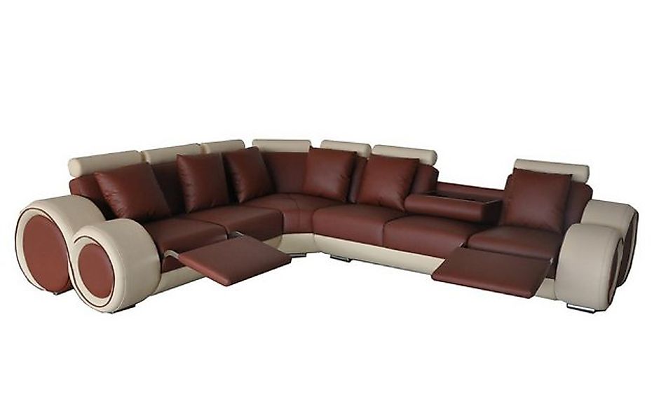 JVmoebel Ecksofa Design Leder Polster XXL Sitz Zimmer Sofa mit USB Design E günstig online kaufen