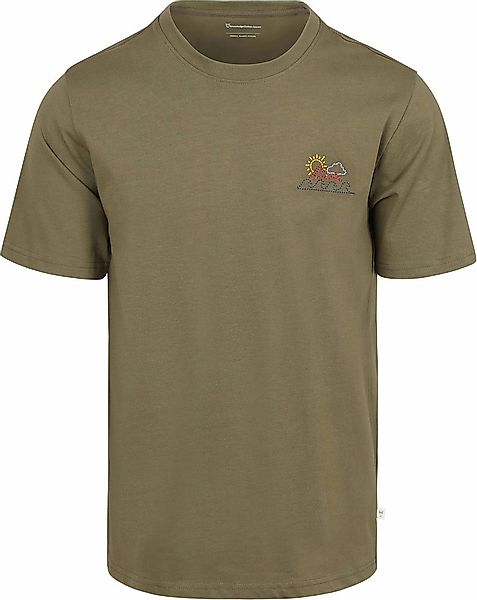 KnowledgeCotton Apparel T-shirt Olive Brustdruck - Größe XL günstig online kaufen