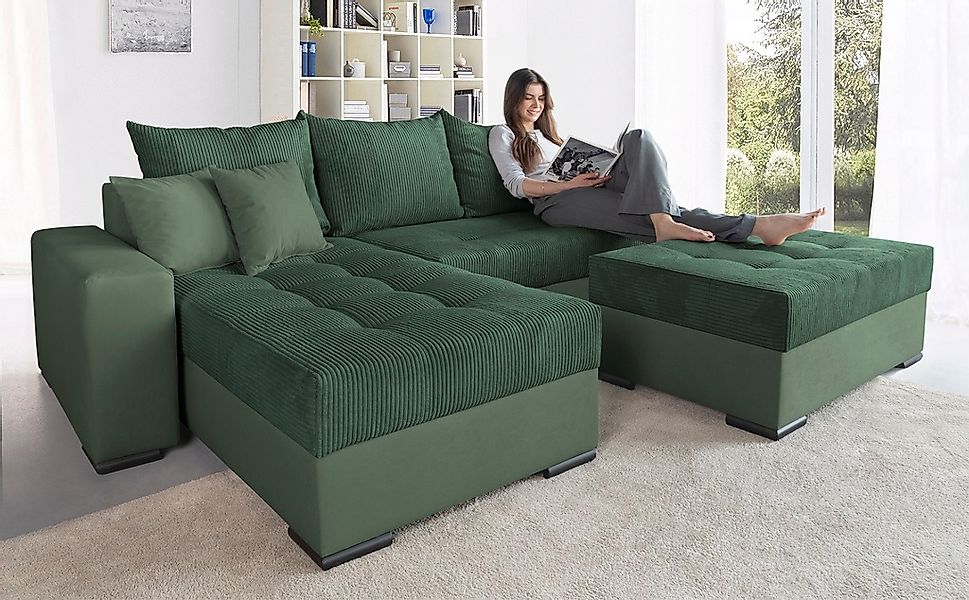 COLLECTION AB Ecksofa "Josy L-Form, B: 214 cm in Cord, Cord-Mix" mit Bettfu günstig online kaufen