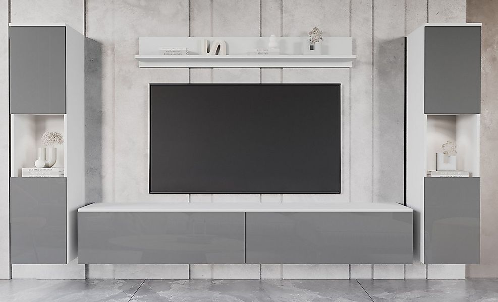 INOSIGN Wohnwand PARIS, Vitrine Türanschlag links/rechts wechselbar, (Kompl günstig online kaufen