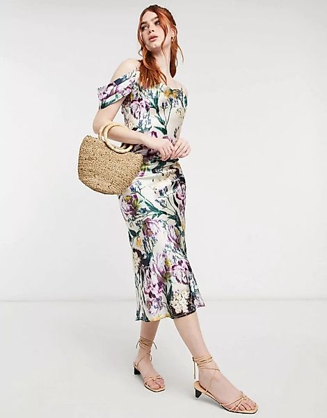 Hope & Ivy – Midaxi-Trägerkleid aus Satin mit Zierausschnitt an den Schulte günstig online kaufen