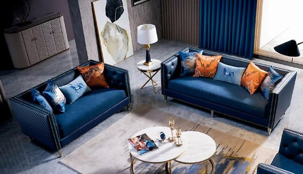JVmoebel Sofa Blaue Sofagarnitur 3+2 Sitzer Set Design Sofa Polster Luxus S günstig online kaufen