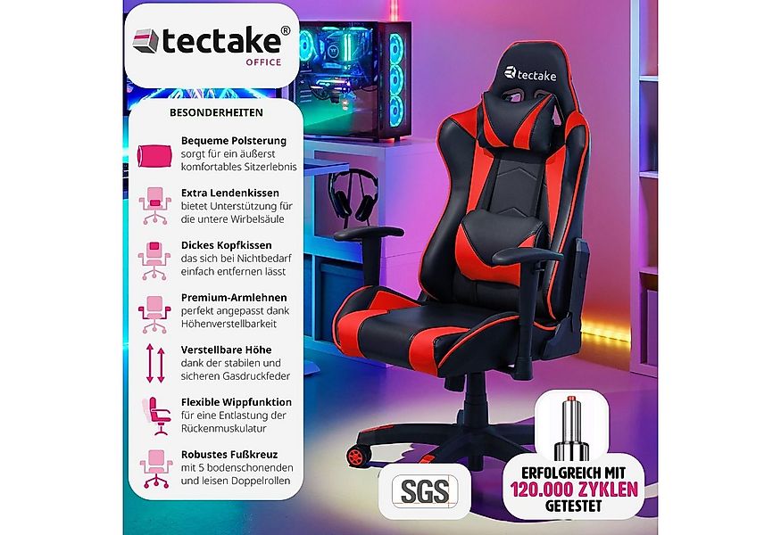 tectake Gaming-Stuhl Racing Gaming Stuhl (Set, 1 St), Dicke Polsterung für günstig online kaufen