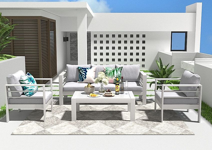 MeXo Gartenlounge-Set Terrassenmöbel Set Aluminium 5 günstig online kaufen