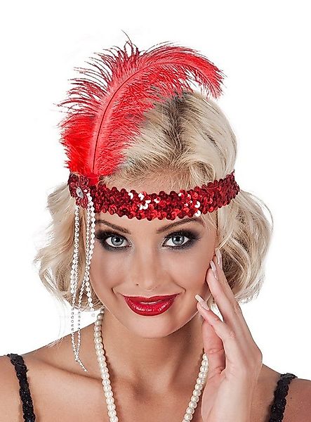 Boland Kostüm 20er Glitzer Stirnband rot, Schmückendes Accessoire im typisc günstig online kaufen