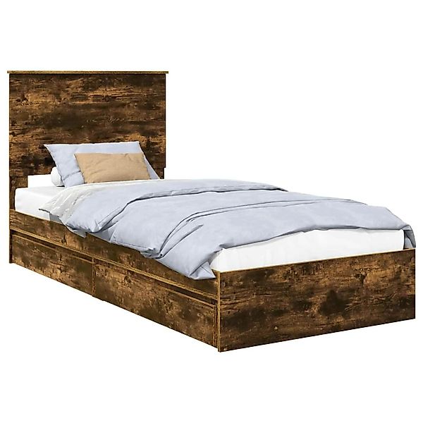 vidaXL Stauraumbett Räuchereiche 90 x 190 cm Holzwerkstoff 3409591 günstig online kaufen