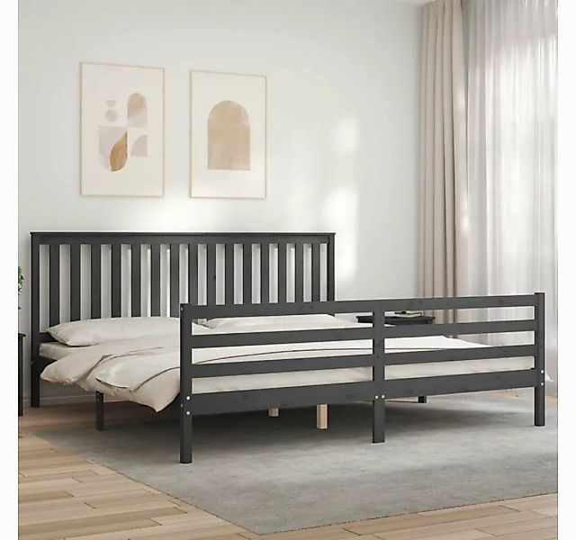 vidaXL Bett Massivholzbett mit Kopfteil Schwarz 200x200 cm günstig online kaufen