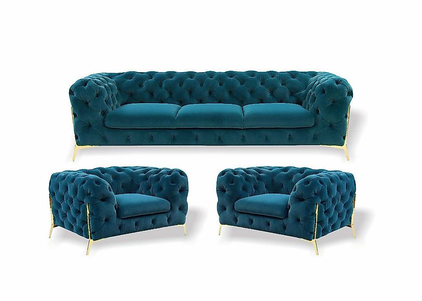 JVmoebel Chesterfield-Sofa Chesterfield luxus Sofa-Set 3+1+1, günstig online kaufen