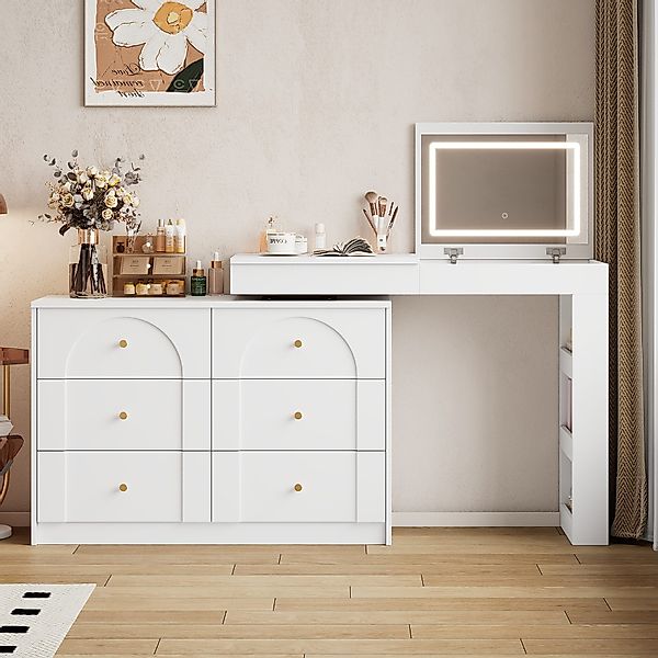 Flieks Schminktisch, Schminkkommode 105x40x80cm mit drehbarem günstig online kaufen