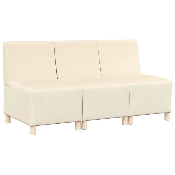 vidaXL Modulares Sofa ohne Armlehnen 3 Stk Creme 55 x 74 x 82 cm Cordstoff günstig online kaufen