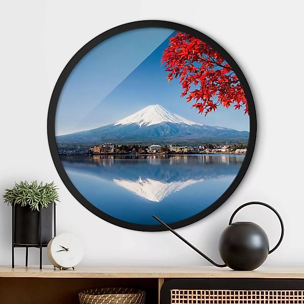 Rundes Gerahmtes Bild Berg Fuji im Herbst günstig online kaufen