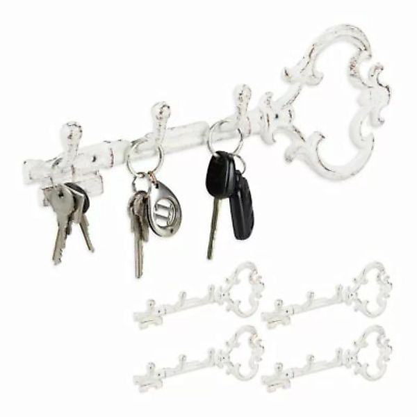 relaxdays 5 x Schlüsselbrett Vintage weiß günstig online kaufen
