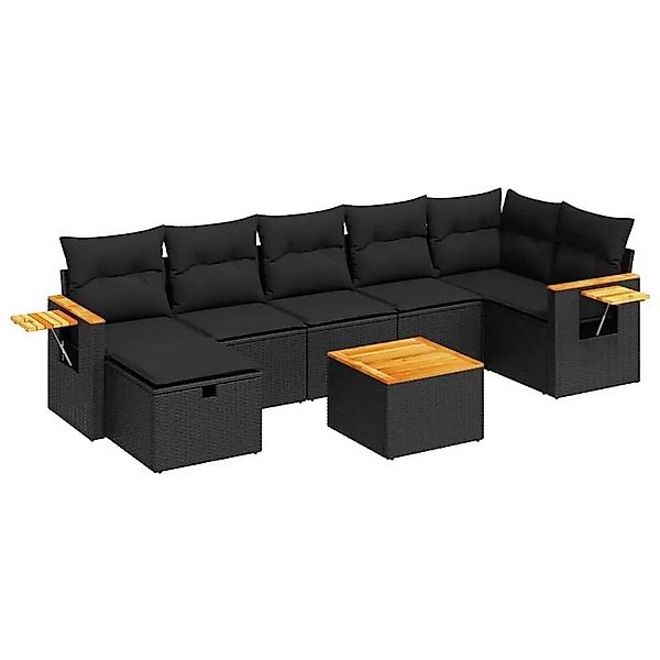 vidaXL 8-Tlg Garten-Sofagarnitur mit Kissen Schwarz Poly Rattan 3325989 günstig online kaufen