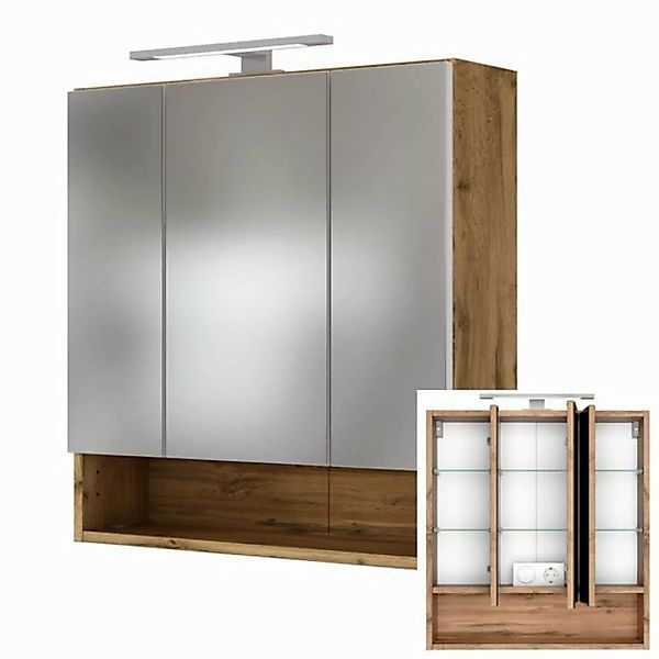 Badezimmer 3D LED-Spiegelschrank 60cm LOUNY-03, Wotaneiche Nb. B/H/T: ca. 6 günstig online kaufen