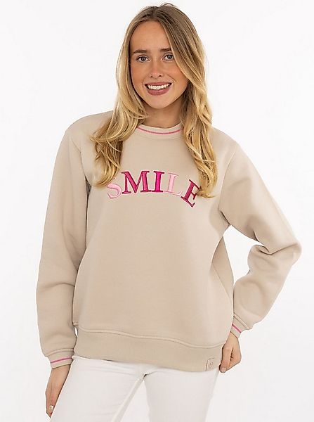 Zwillingsherz Hoodie "Smile Shine" Rundhals, mit Lurexstreifen an den Bündc günstig online kaufen