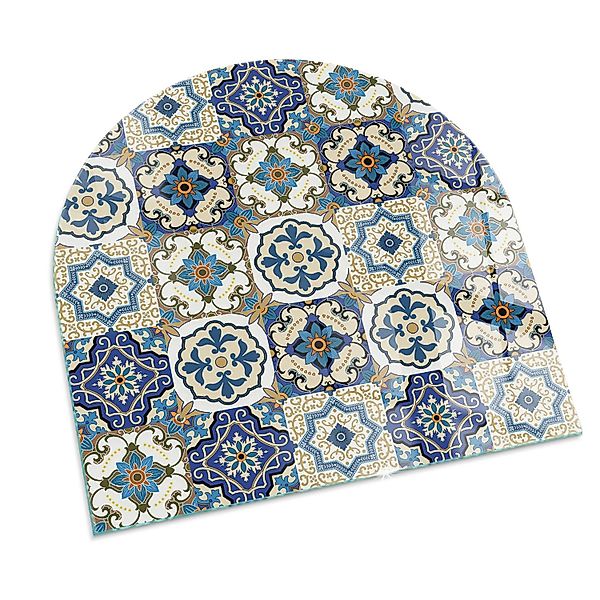 Tulup Glasplatte für Kamin Mosaikmuster mit Blumen Kamin Glasplatte Halbkre günstig online kaufen