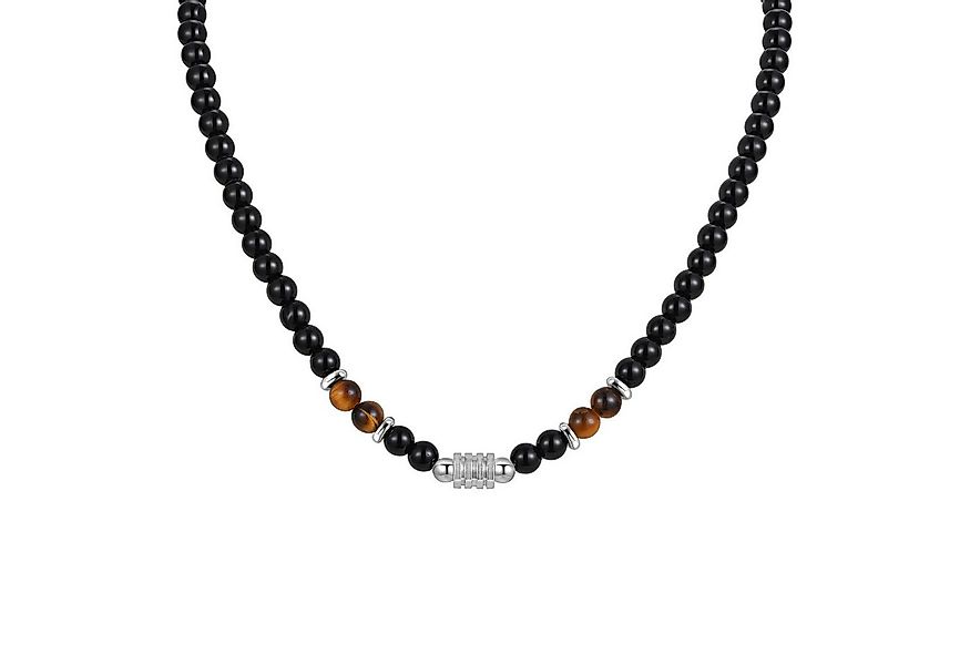 KARMA Perlenkette Schwarz Edelstahl 50 cm Perlen Tiger Eye Akzente (Geschen günstig online kaufen