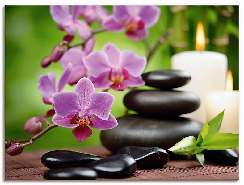 Artland "Zen Basaltsteine und Bambus auf Holz" Zen 1 Stk. tlg. als Leinwand günstig online kaufen