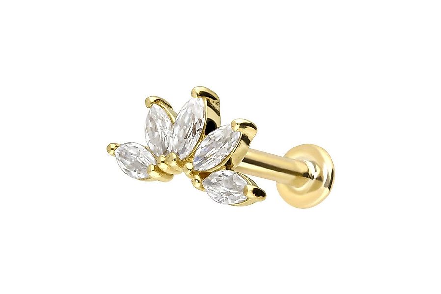 PIERCINGLINE Piercing-Set 14 Karat Gold Labret mit Innengewinde MOISSANIT-L günstig online kaufen