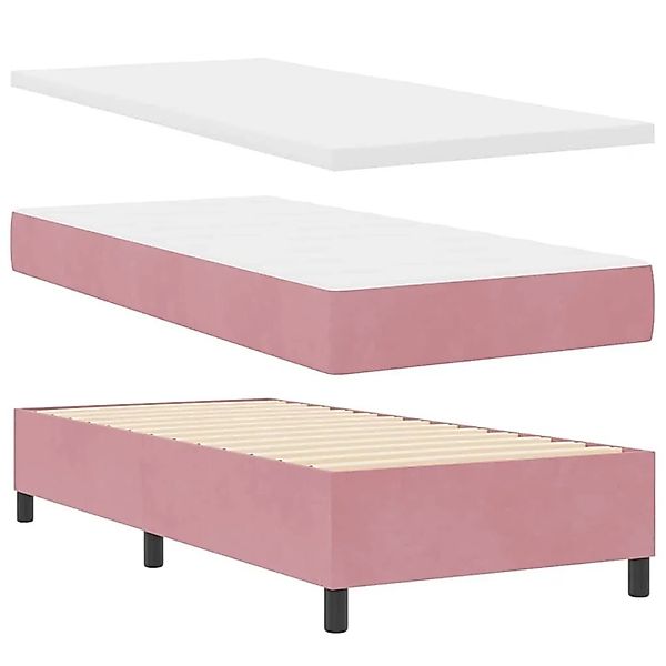 vidaXL Boxspringbett mit Matratze mit Kopfteil Rosa 100 x 200 cm Samt 33445 günstig online kaufen