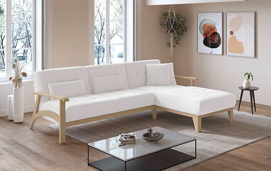 sit&more Ecksofa "Billund L-Form", Armlehnen aus Buchenholz in natur, versc günstig online kaufen