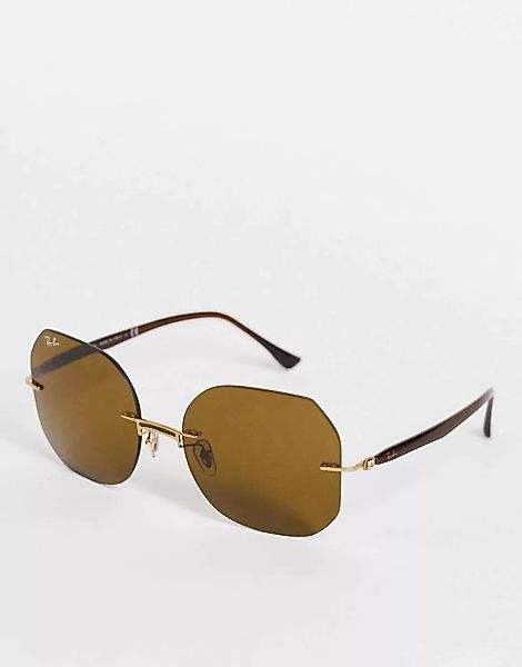 Ray-Ban – Eckige Oversize-Sonnenbrille für Damen in Braun 0RB8067 günstig online kaufen