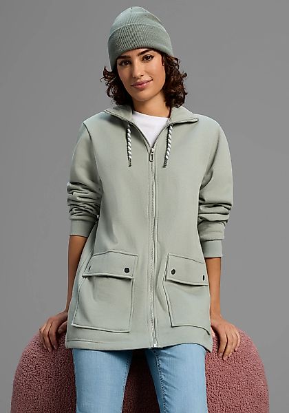 Laura Scott Sweatjacke, Weiche Baumwollmischung mit Stehkragen und Außentas günstig online kaufen