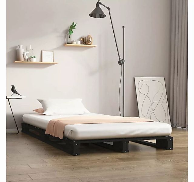 furnicato Bett Palettenbett Schwarz 90x190 cm Massivholz Kiefer günstig online kaufen