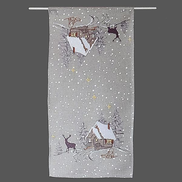 texpot Tischdecke Tischläufer Stickerei Winterwald Weihnachtsdekoration günstig online kaufen