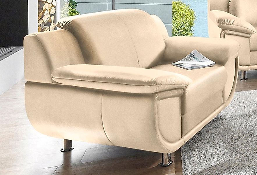 TRENDMANUFAKTUR Sessel »Rondo, Breite 121 cm, breite Armlehnen, Füße chromf günstig online kaufen