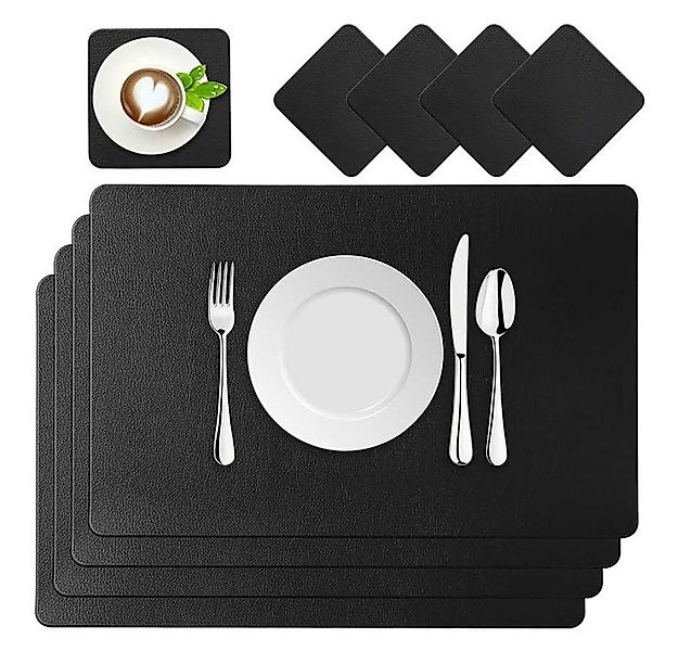 zggzerg Platzset Platzsets Schwarz 4er Sets Abwaschbar Wasserdicht 45x30cm, günstig online kaufen