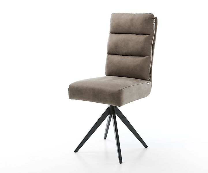 Esszimmerstuhl Pela-Flex Mikrofaser Taupe Vintage Kreuzgestell kantig Schwa günstig online kaufen