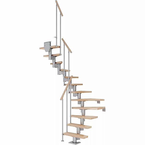 Dolle Mittelholmtreppe Dublin Buche Perlgrau GH bis 270 cm 1/2 Gewendelt 75 günstig online kaufen