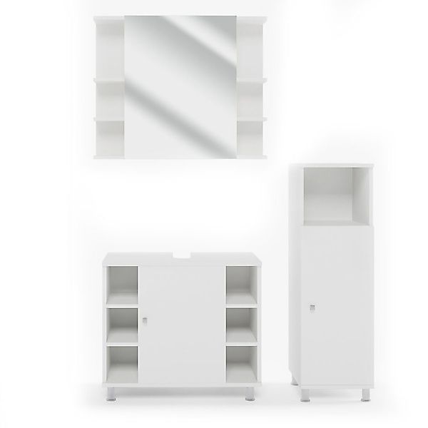 Vicco Badmöbel-Set Fynn, Weiß, 3 Teile, günstig online kaufen