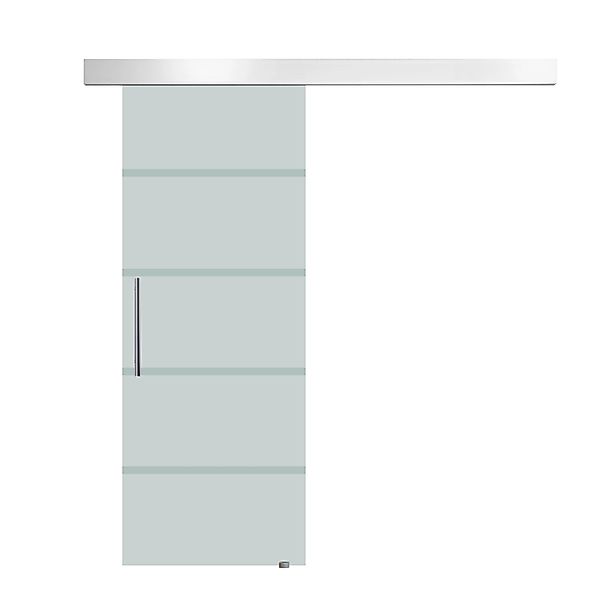 HOMCOM Glasschiebetür mit Griffstange Satiniert mit Streifen günstig online kaufen