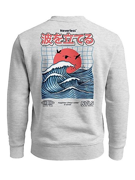 Neverless Sweatshirt Sweatshirt Herren Pullover mit Backprint Rising Wave, günstig online kaufen