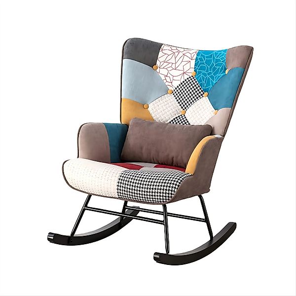 HomeMiYN Schaukelstuhl Patchwork Sessel Schwingsessel Relaxstuhl günstig online kaufen