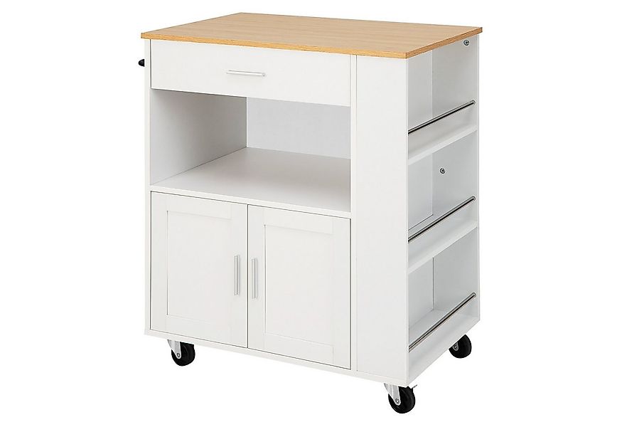 COSTWAY Küchenwagen, mit Arbeitsplatte, 3 Gewürzregalen & Schublade, rollba günstig online kaufen