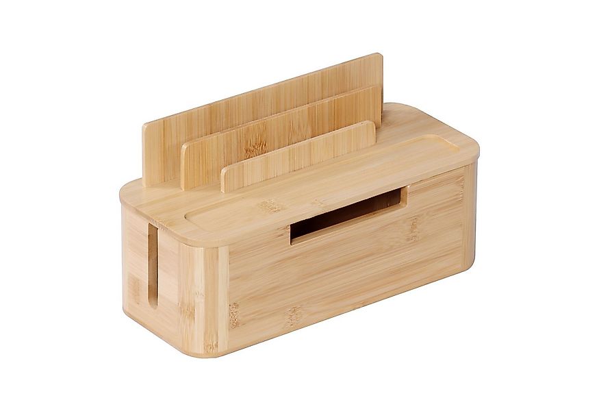 relaxdays Kabelbox mit Handyhalter Bambus günstig online kaufen
