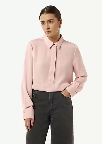 Comma Langarmbluse Elegante Satinbluse mit verdeckter Knopfleiste günstig online kaufen