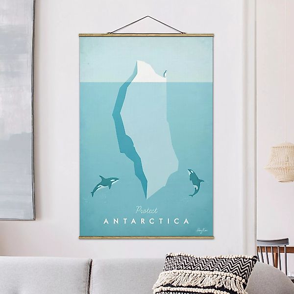 Stoffbild Tiere mit Posterleisten - Hochformat Reiseposter - Antarktis günstig online kaufen