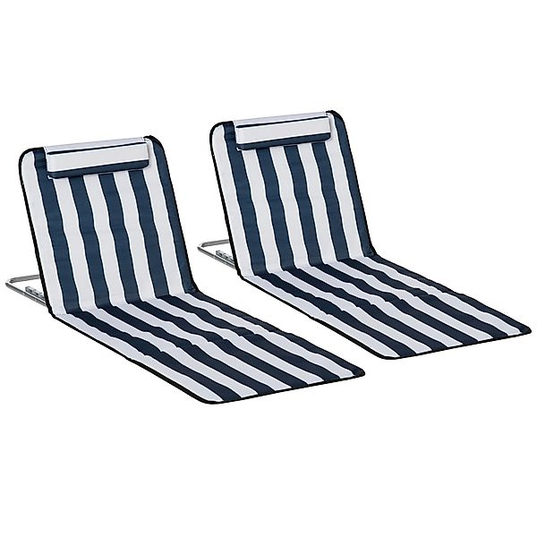 Outsunny Sonnenliege klappbar Gartenliege mit Kopfkissen Strandmatte mit 5- günstig online kaufen