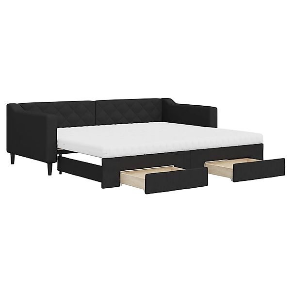 vidaXL Gästebett Gästebett Tagesbett Ausziehbar mit Schubladen Schwarz 90x2 günstig online kaufen