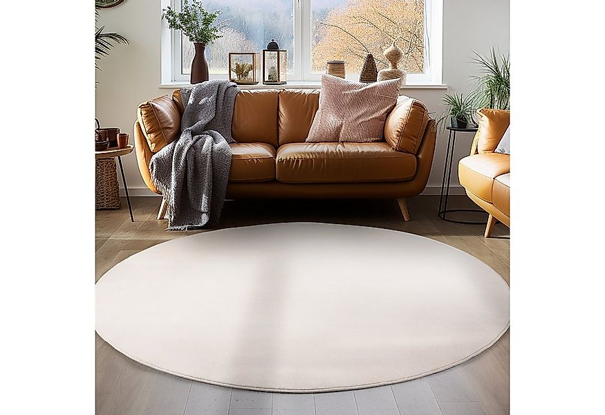 Carpettex Veloursteppich Unicolor - Einfarbig, Rund, Höhe: 7 mm, Moderner F günstig online kaufen