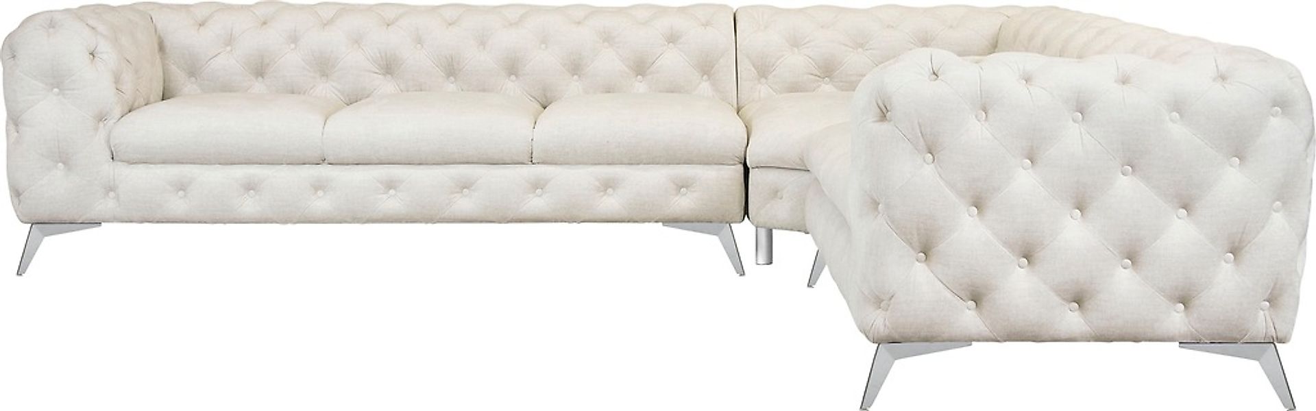 Leonique Chesterfield-Sofa "Ecksofa GLYNIS L-Form mit Wellenunterfederung, günstig online kaufen